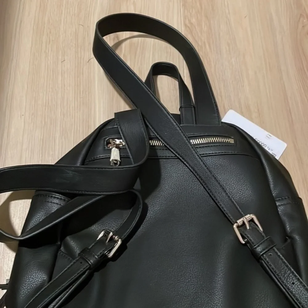 LOVE  MOSCHINO Black logo and fringe backpack